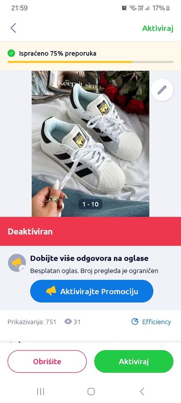 torbica koja trepće: Adidas, 37, bоја - Bela