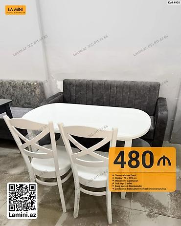 Ev və bağ: Divan və Masa Dəsti - Komplekt: yumru bucaqlı yemək masası + 2 ədəd — 1