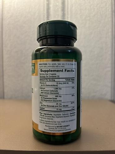 kalsium: Nature’s Bounty Calcium Magnesium Zinc + Vitamin D3 – mineral əlavəsi — 2