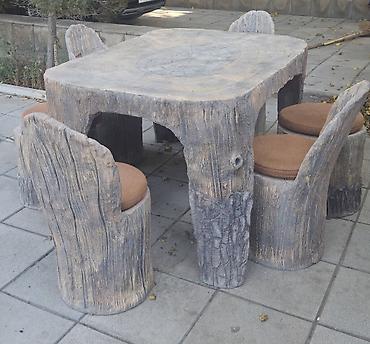 stol uzleri: İşlənmiş, Kvadrat masa, 4 stul, Açılmayan, Stullar ilə — 1