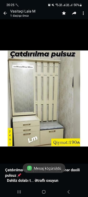 Sifarişlə mebel: *Çatdırılma+quraşdırılma xidməti şəhər daxili pulsuz* 📌 *Dəhliz — 1