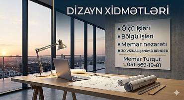 Dizayn, layihə: Dizayn xidmətləri - Ölçü işləri: obyektin dəqiq ölçülərinin — 1
