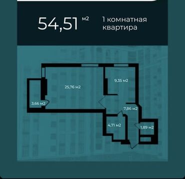 1 комната, 50 м², Индивидуалка, 3 этаж, ПСО (под самоотделку)