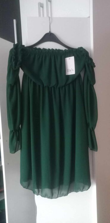 zelena haljina dugih rukava: M (EU 38), bоја - Zelena, Večernji, maturski, Dugih rukava