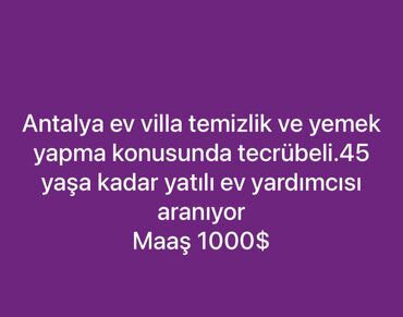 xaçmazda iş: Xadimə tələb olunur, 30-45 yaş, 3-5 illik təcrübə, 1/1, Aylıq ödəniş