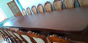 Кухонные столы: Стол длина 5 метр. столду кичирейтсе болот. Стул 20 штук. Материал — 8