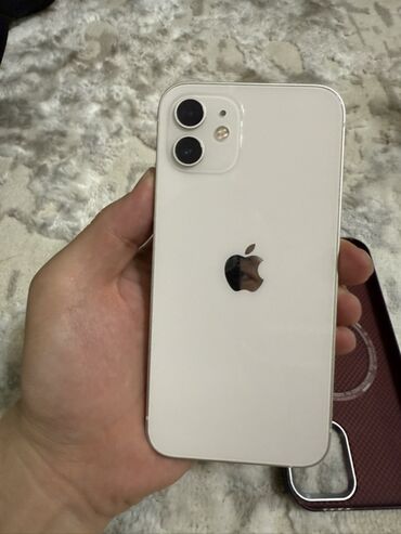 телефон 12: IPhone 12, 128 ГБ, Белый, Чехол, 100 %