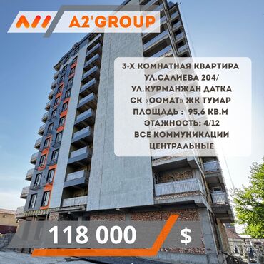 Продажа участков: 3 комнаты, 95 м², Элитка, 4 этаж, ПСО (под самоотделку)