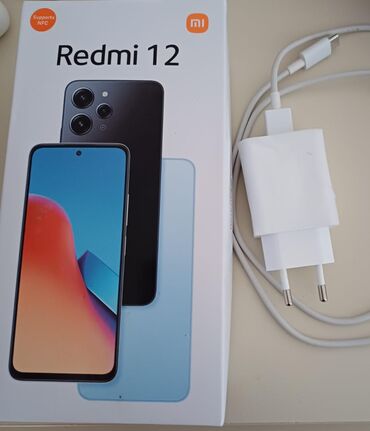 Xiaomi: Xiaomi Redmi 12, 128 ГБ, цвет - Черный, 
 Сенсорный, Отпечаток пальца, Две SIM карты