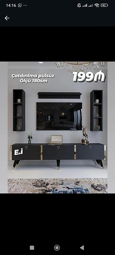 TV altlığı: TV stendi və divar rəfləri dəsti - Ölçü: 180 sm (şəkildə göstərilib) — 1