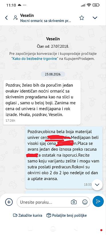 Komode: -Nocni ormaric sa skrivenim pregradama se moze izraditi od materijala — 13