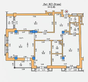 3 комнаты, 125 м², Ала-Арча ТРЦ Элитка, 7 этаж, ПСО (под самоотделку)