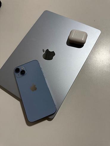 iphone 10plus: IPhone 14 Plus, Б/у, 128 ГБ, Голубой, Чехол, Коробка, 77 % — 1