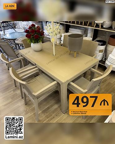 Bağ üçün Masa Dəsti - Komplekt: 1 ədəd düzbucaqlı masa + 4 ədəd lalafo.az -da Bağ üçün Masa Dəsti - Komplekt: 1 ədəd düzbucaqlı masa + 4 ədəd