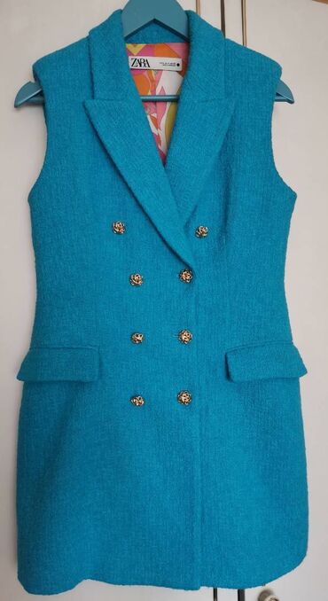 zimska tirkiz jaknica paperje perje: Zara M (EU 38), bоја - Tirkizna, Na bretele