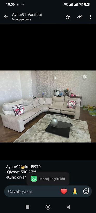 500: Aynur92👑kod8979 -Qiymet 500 AZN -Künc divan satilir -Jurnal daxildir — 1