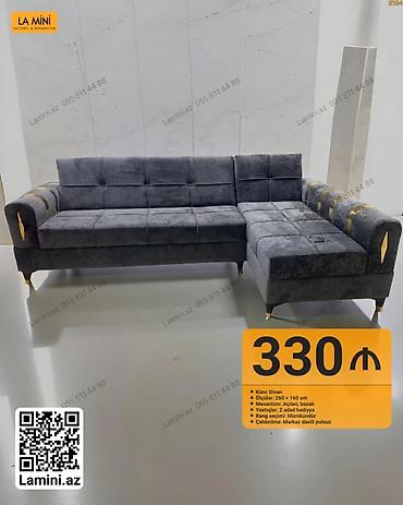 Divanlar: Künc divan – La Mini - Ölçü: 260 × 160 sm - Mexanizm: Açılan, bazalı — 1