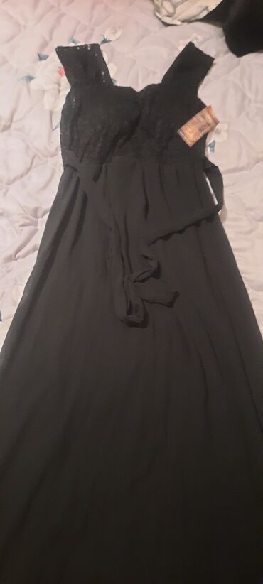haljina poliestet duga: L (EU 40), bоја - Crna, Večernji, maturski, Na bretele