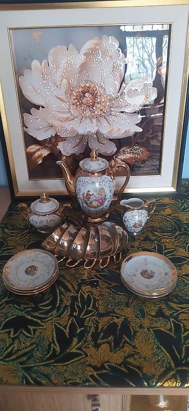 pişik kartinka: Çay dəsti, rəng - Qızılı, Farfor — 2