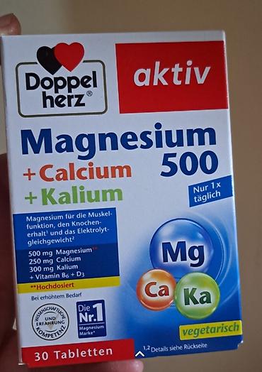 magnesium tablet: Doppelherz aktiv Magnesium 500 + Calcium + Kalium – 30 tabletdən — 1