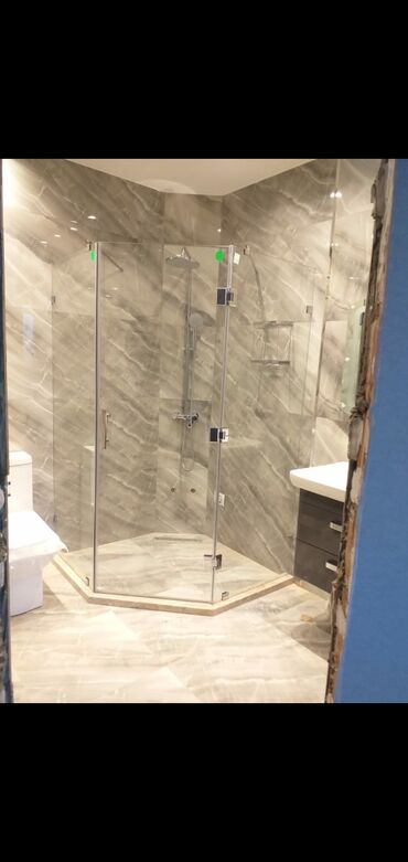 Duş kabinaları, arakəsmələr: Yeni Üstü açıq kabina, Künc üçün, Pulsuz çatdırılma — 19