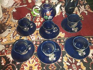 polimer gil satisi: Çay dəsti, rəng - Göy, Farfor — 2