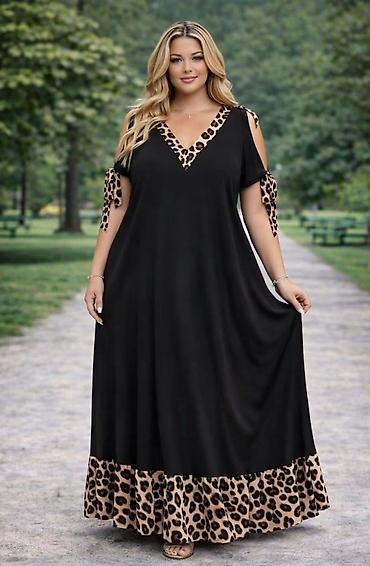 los re: Elegantna maxi haljina – crna sa animal print detaljima - Duga — 1