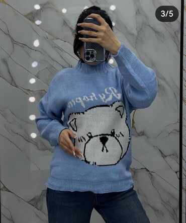 türk qadın geyimləri: Sviter, One size, rəng - Mavi