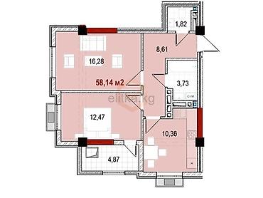 проходной: ЖД Тумар Тимура Фрунзе Гагарина Планировка квартиры 70,56 м² ПСО 2027 — 4
