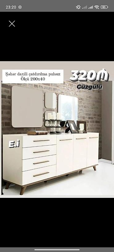 dehliz dolablari: Güzgülü bufet/dresser - Ölçü: 200×40 sm - Komplektə divar güzgüsü — 1