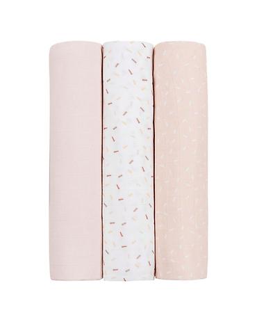 salamander papuce: KikkaBoo Pelene od muslina – set 3 kom, 100x100 cm, Confetti Pink — 1