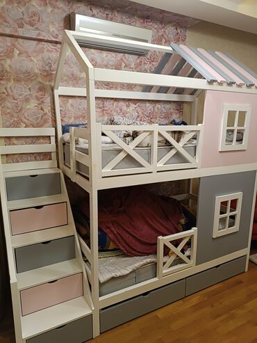 apşivka taxta: Для девочки и мальчика, Кровать, С выдвижными ящиками, Дерево at lalafo.az apşivka taxta: Для девочки и мальчика, Кровать, С выдвижными ящиками, Дерево