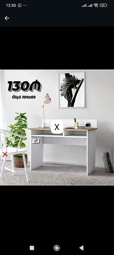 komputer oturacaq: Masa – iş/oxu üçün - Ölçü: 100 x 50 sm (şəkildə göstərilib) - Rəng — 1