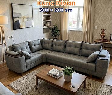 Divanlar: Künc Divan – 260 × 160 sm - Modellər: boz, açıq bej, qırmızı və digər — 16