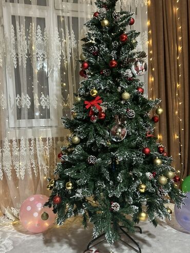 Yeni il ağacları: Yeni il şam ağacı – tam bəzədilmiş set 180 sm hediyye alınıb qaytarma — 1
