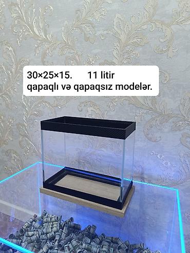 afcarka qara: Akvaryum şüşə akvariumlar – 3 fərqli ölçüdə - 44×18×29 sm – 22,5 litr — 2