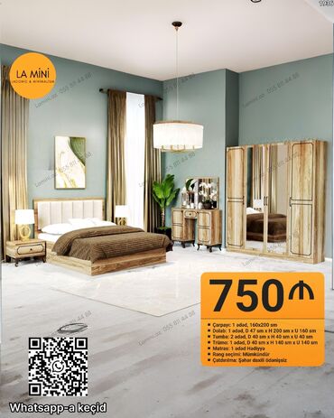 резное кресло: İkinəfərlik çarpayı, 2 tumba