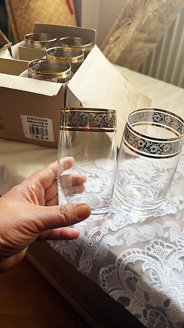 Stəkanlar: Stəkanlar, rəng - Qızılı, Şüşə, 6 ədədli dəst, 250 ml — 1