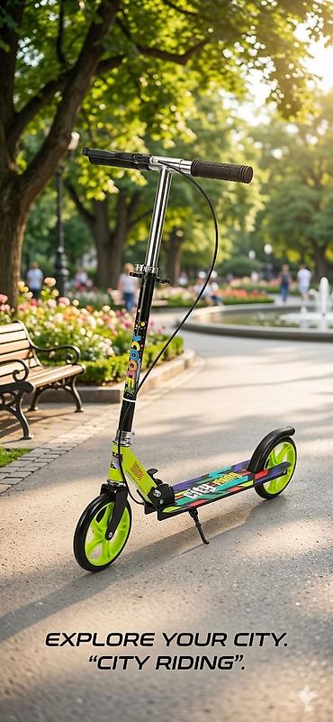 Samokatlar: Şəhər üçün skuter – “City Riding” - Böyük təkərlər: ön və arxa iri — 3