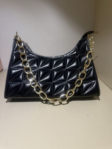 кальян баку купить: Qara rəngli qadın çantası – zəncir saplı, quilted dizayn - Material