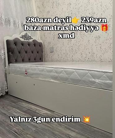 Çarpayılar: Endirimli tək nəfərlik çarpayı – baza + matras hədiyyə - Ölçü: 90x190 — 5