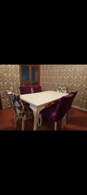 bez materiallı stol: Qonaq otağı üçün, İşlənmiş, Açılmayan, Kvadrat masa, 6 stul, Türkiyə