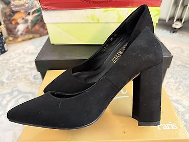 pump wedge: Туфли, 35, Б/у, цвет - Черный, Самовывоз, Платная доставка — 1