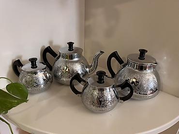 Qab-qacaq və mətbəx ləvazimatları: Çay dəsti, rəng - Gümüşü, Metal, 4 nəfərlik — 1