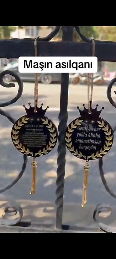 Maşın asılqanı – dini yazılı dekor - Dizayn: dairəvi medalyo n