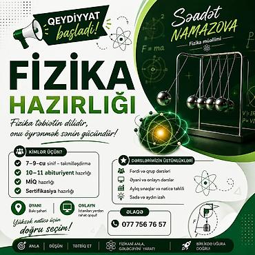 Repetitor, Fizika, Azərbaycan dili, Abituriyent hazırlığı lalafo.az -da Repetitor, Fizika, Azərbaycan dili, Abituriyent hazırlığı