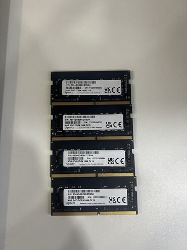 Masaüstü kompüterlər və iş stansiyaları: Operativ yaddaş (RAM) Apacer, 4 GB, 2666 Mhz, DDR4, Noutbuk üçün, Yeni