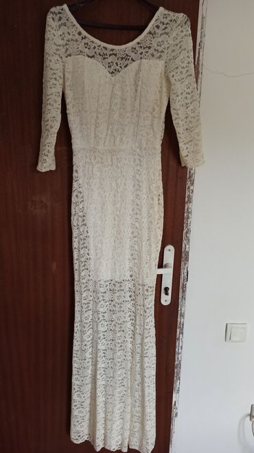 ps bela haljina: M (EU 38), bоја - Bela, Večernji, maturski, Dugih rukava