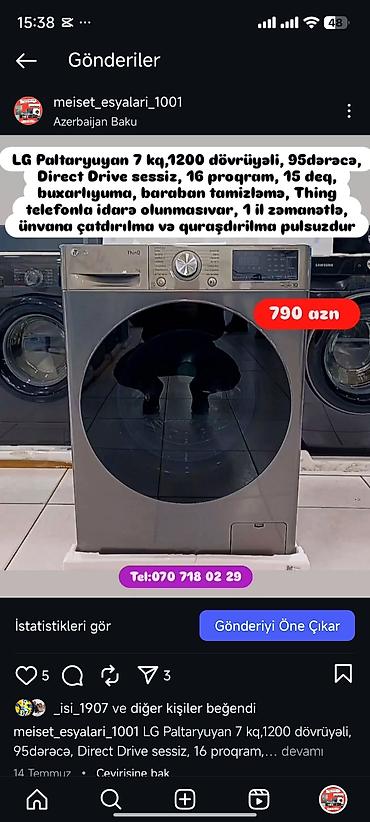 Paltaryuyan maşınlar: Paltaryuyan Anbardan satiş.Qimətlər aşagida qeyd olunub.Ünvana — 62