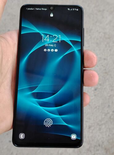 telefon aksesuarlari baki: Samsung Galaxy A41, 64 GB, rəng - Qara, Barmaq izi, İki sim kartlı, Face ID